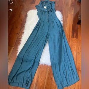 NWT Free People  Teal Jumpsuit XS